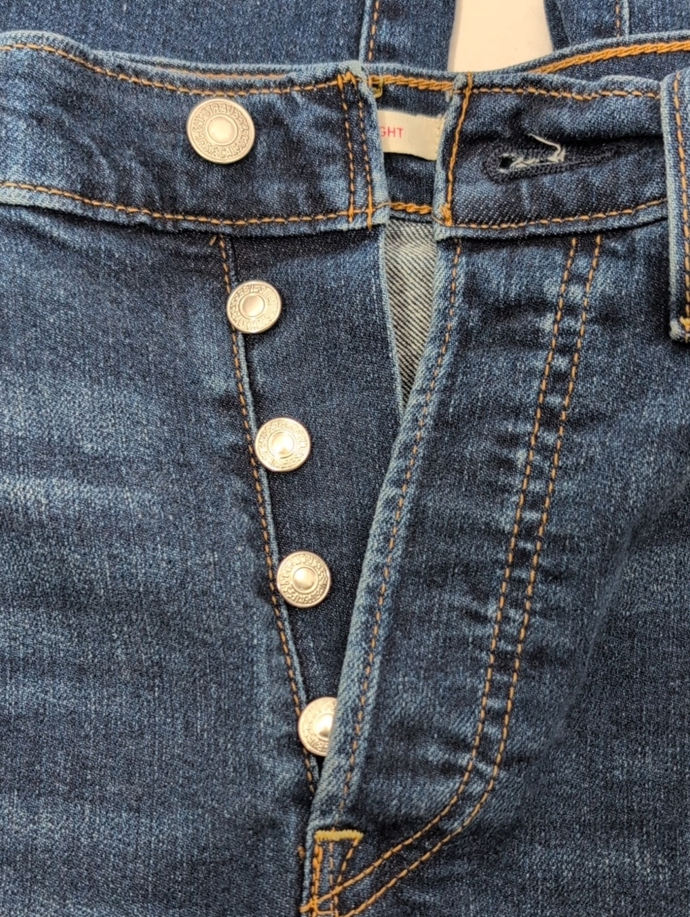 Levis Ribcage Straight Leg Button Fly Jeans Dark Wash - Picture 6 of 8